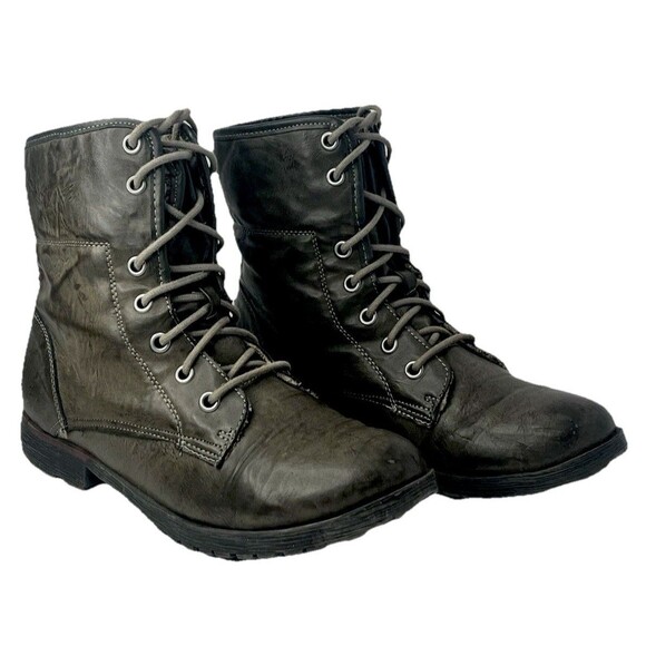 Rock & Candy Shoes - Rock and Candy by Zigi Ankle Boots Spraypaint Fold Combat Gray Size 6